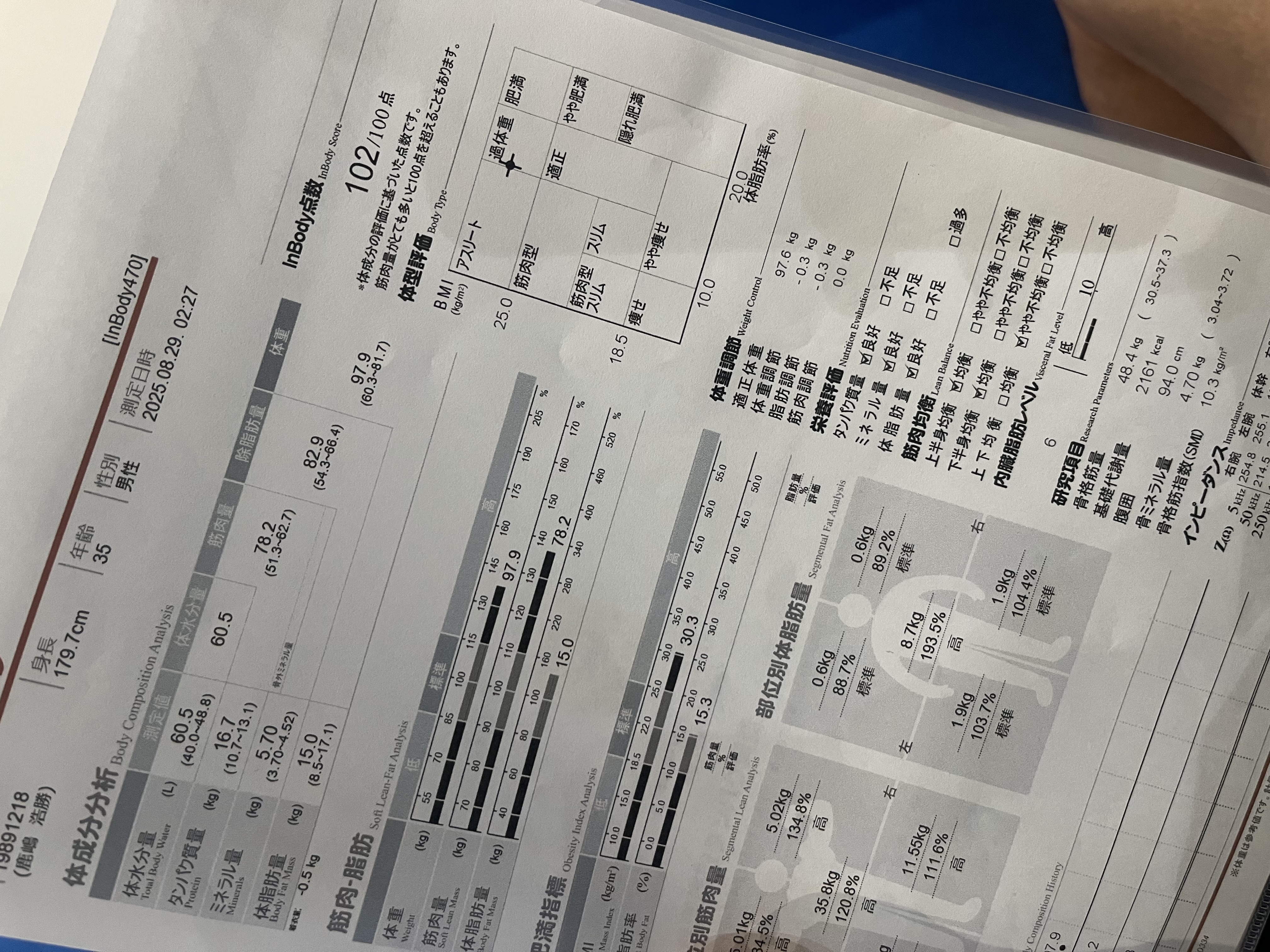 身体評価してきました
